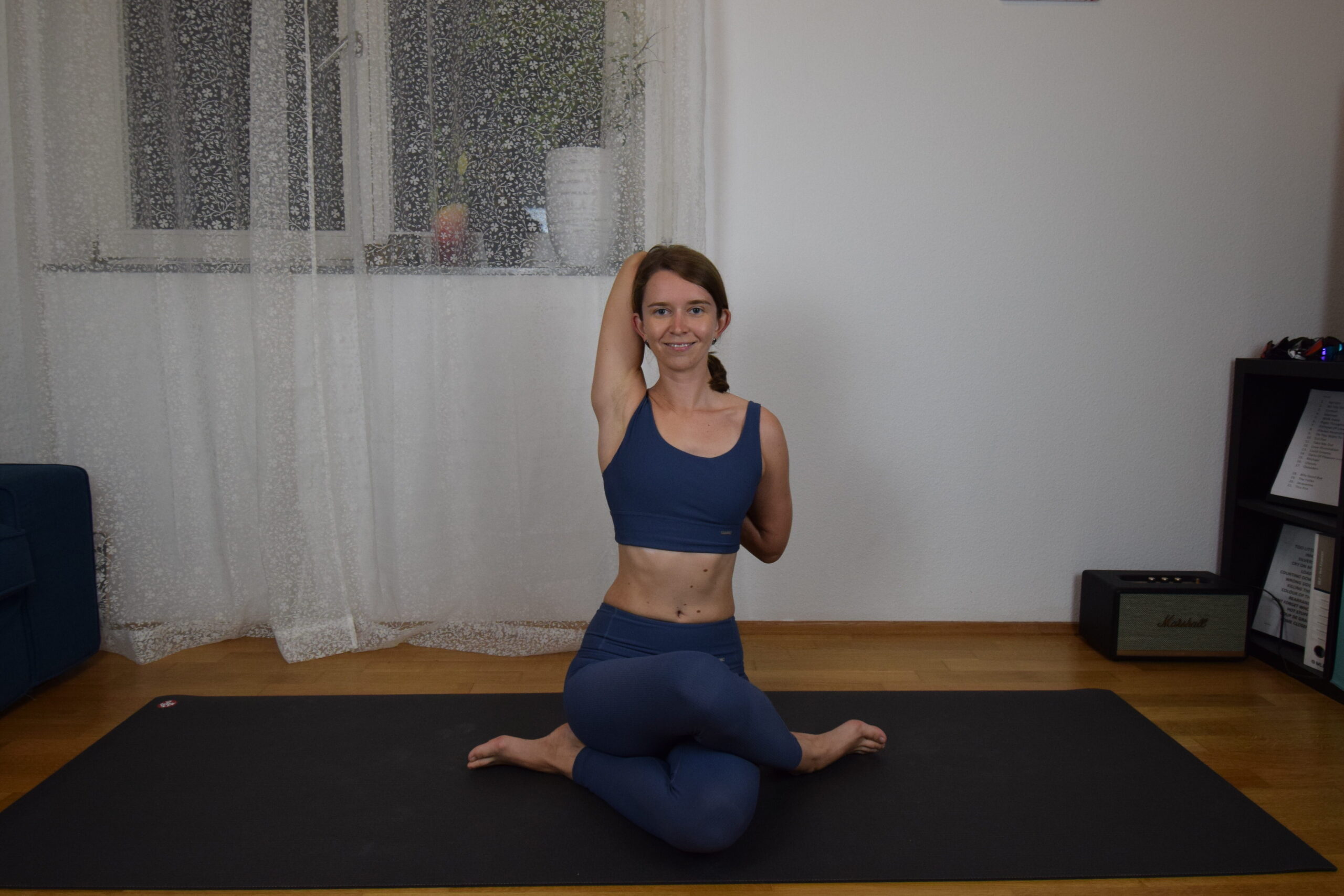 Cow Face Pose Gomukhasana